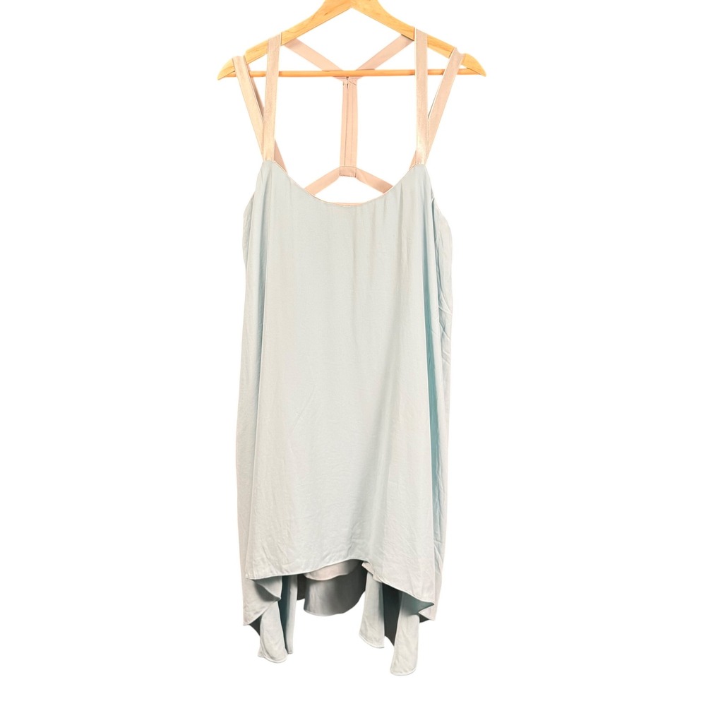 Elizabeth and James Strappy Cage Back High-Low Slip Dress Light Blue Aqua Size M